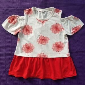 Floral Red and White Kids Top